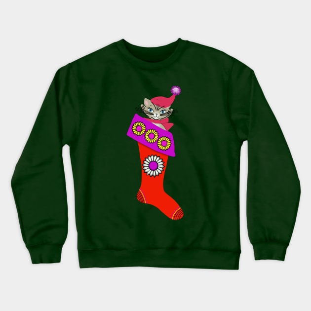 Christmas Cat in Stocking Crewneck Sweatshirt by FlippinTurtles